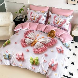 5 D Спален комплект от 100% памук с чаршаф с ластик,6 части