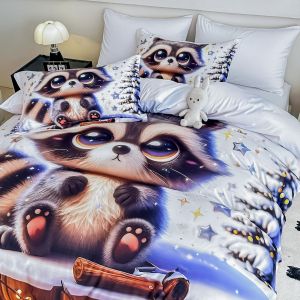 5 D Спален комплект от 100% памук с чаршаф с ластик,6 части