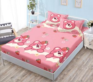 Чаршаф с ластик 160×200 см + 2 калъфки за възглавници – Поликотън