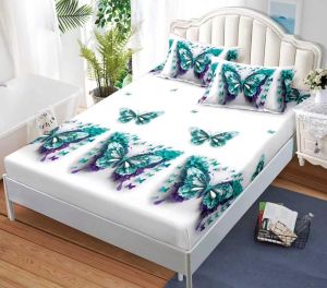 Чаршаф с ластик 160×200 см + 2 калъфки за възглавници – Поликотън